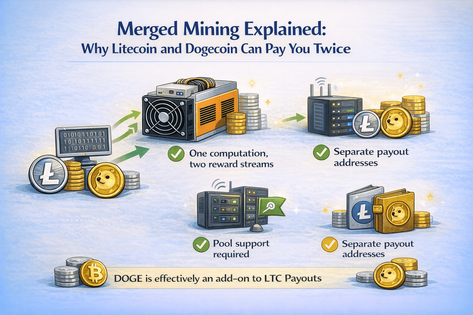 Merged Mining Explained: Why Litecoin and Dogecoin Can Pay You Twice