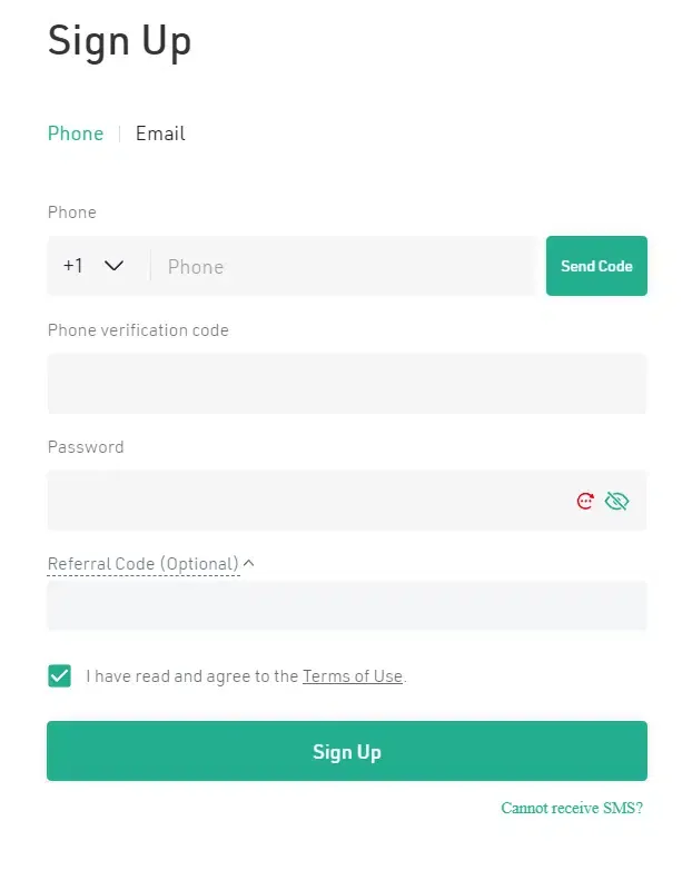 1. Sign up to Kucoin