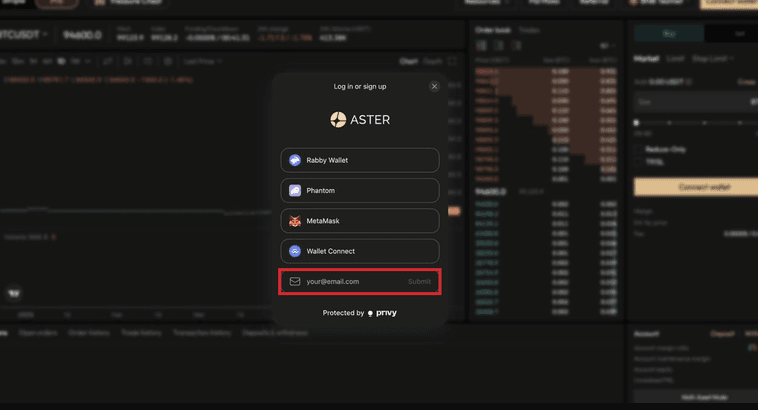 Steps to Sign up on Aster with Email